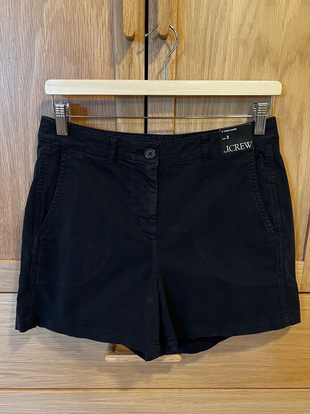 J. Crew Women’s 4” Chino Shorts Black Size 2 NWT Classic Neutral Preppy Minimal